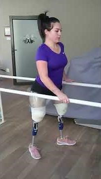 Double amputee. Learning to walk with knees fully bend
