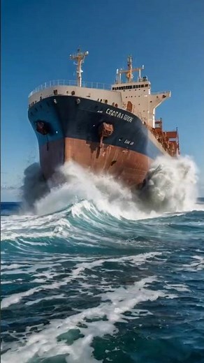 Massive Cargo Ship Smashes Through Giant Ocean Waves! | Unstoppable Cargo Ship Battles Rough Sea #ai