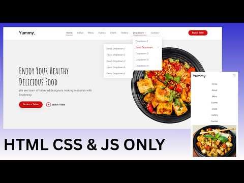 Responsive Food Restaurant Website Using HTML CSS and JavaScript Only | With Source Code