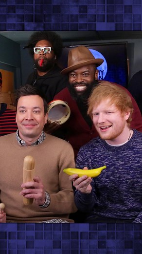 Ed Sheeran (@teddysphotos) joins Jimmy & @TheRoots to perform "Shape of You" with classroom instruments! 🥁 #FallonFlashback | The Tonight Show Starring Jimmy Fallon