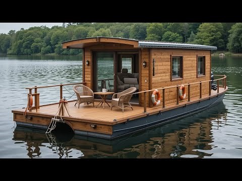 "LakeNest 20 Houseboat Tour | Cozy Floating Cabin for Off-Grid Lake Living! 🚤⛺️🌊"