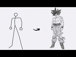 How to draw Goku Full Body out of Stick Man | Easy Step by Step
