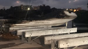 Boat explosion throws 21-year-old woman into water