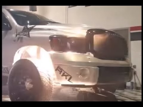 High horsepower diesel truck on dyno explodes