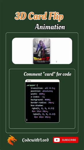 3D Card Flip Animation Using CSS Only 🔥 | #shorts #webdesign #coding