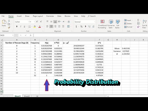 Example of a Probability Distribution: Mean, Variance, and Standard Deviation with Excel