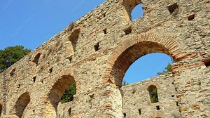 Ancient Roman city ruins in town of Butrint, Albania