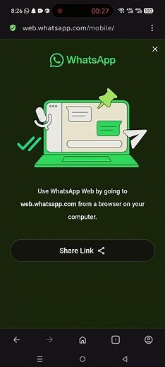 How to access Whatsapp web through android.
