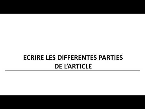 ECRIRE un article scientifique 2 : l'introduction