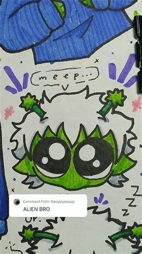 More alien boi #sketchbook #art #drawing #oc #funny #meme #cute #space #alien #traditionalart #blue