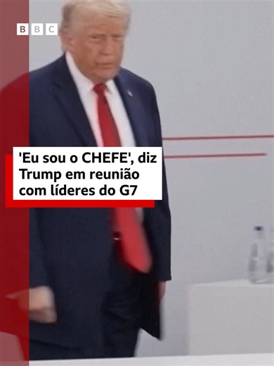 'Eu sou o chefe' 🇺🇸 O presidente dos Estados Unidos, Donald Trump, soltou essa frase ao entrar na reunião de líderes do G7, na quarta-feira (17/6). Ele foi o último a chegar para o evento, que acontece em Evian, na França. O presidente do Brasil, Luiz Inácio Lula da Silva (PT), também compareceu ao evento que reuniu outros chefes de Estado, como o chanceler da Alemanha, Friedrich Merz, o primeiro-ministro do Reino Unido, Keir Starmer, e o presidente da França, Emmanuel Macron. Sabia que estamo