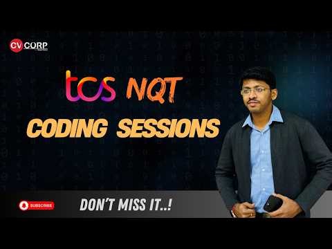 TCS NQT 2026 || Coding Session - Covering all the topics | #cvcorp