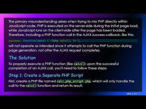 How to Call a PHP Function on AJAX Success