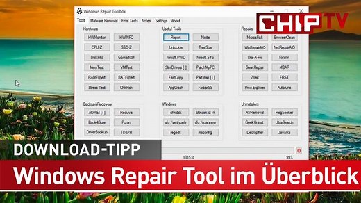 Digitale Werkzeugkiste: Windows Repair Toolbox