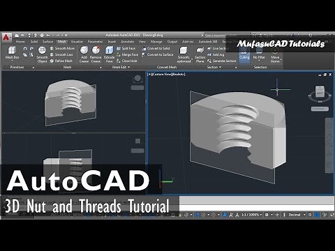 AutoCAD 3D Nut and Threads Tutorial