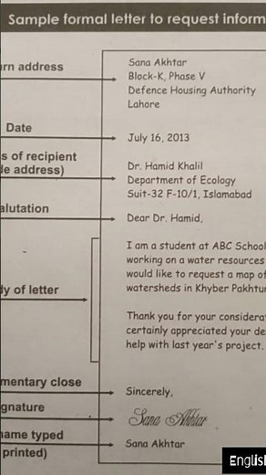 Sample Formal letter to request information | How To Write a Request Letter | English Notes