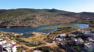 AERIAL Fly-By towards Lake Butrint over Ksamil, Albania