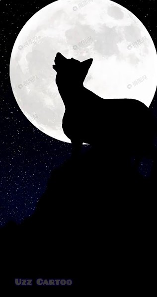 Wolf howling at moon. || Uzz Cartoon World