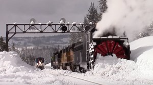 Watch Union Pacific's Massive Rotary Snow Plow Train Blast Through the Donner Pass
