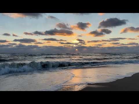Striking winter beach sunrise, peaceful wave sounds, Cape Cod