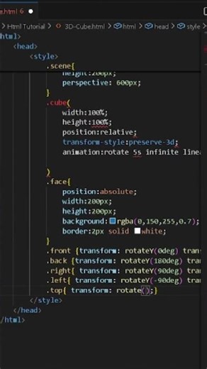 3D Rotating Cube Using Only HTML & CSS 🤯💻 #shorts