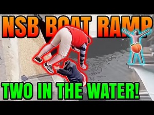 Boat Ramp Fails-Pontoon Crash-Two In The Water! NSB Boat Ramps- E10