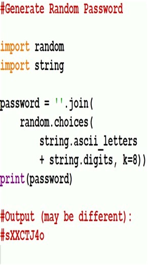 Code for random password generator #python #code #programming #password #computerscience #developer