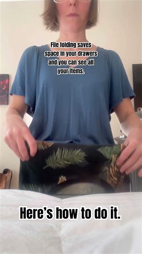 I almost always recommend file folding when organizing clothing in drawers. Here’s how I do it.