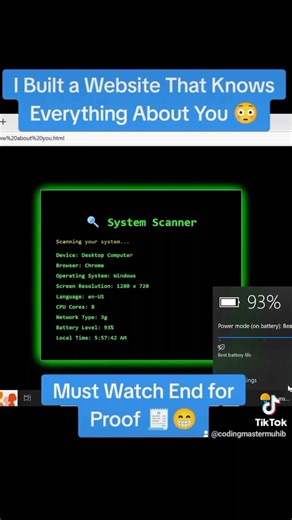I Built a Website That Knows Everything About You 😳 (HTML CSS JavaScript)#coding #html #css