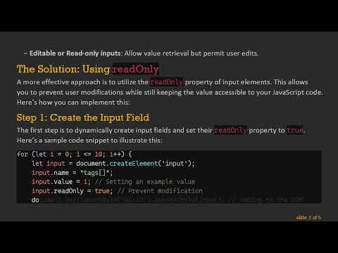 Creating a readOnly Input in JavaScript: Maintain Edit Prevention While Accessing Values