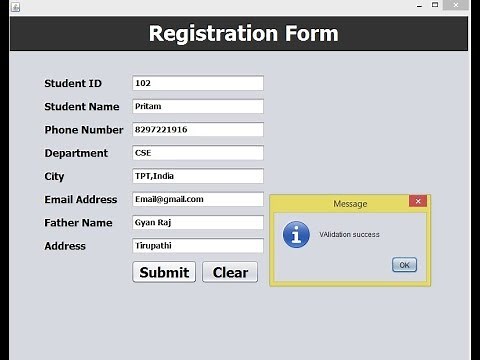 Registration Form Validation In Java Netbeans