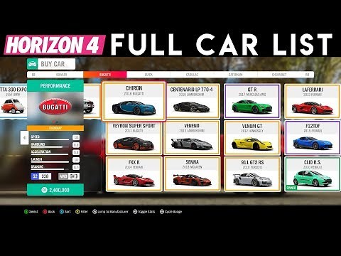 Forza Horizon 4 - All Cars + DLC | List