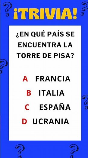 ¿En qué país se encuentra la Torre de Pisa? #trivia #quiz #adivinanza #viralshorts