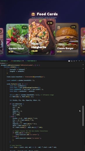 Day 004 - 🍕 Food Slider Animation #shorts #css #javascript #shortvideo #programming #shortvideo