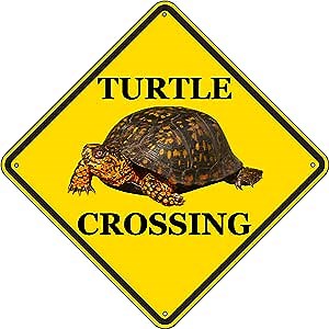 Rogue River Tactical Funny Metal Warning Turtle Crossing XING Tin Sign Wall Décor Man Cave Bar Tortoise