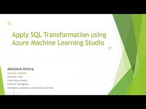 Apply SQL Transformation using Azure Machine Learning Studio