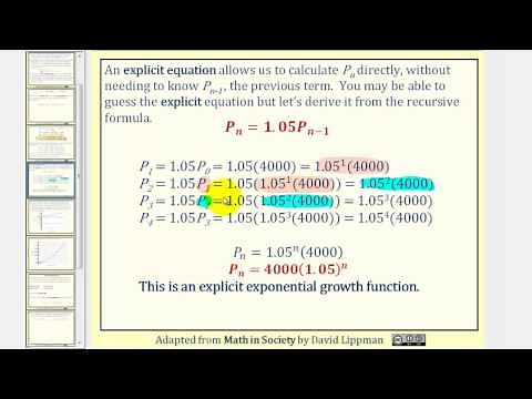 Exponential Growth: Recursive and Explicit Equations Part 1