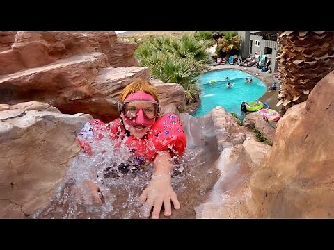 BACKYARD WATER PARK!! Adley Slides Backwards! Ultimate Family Vacation and Pool Party with Friends