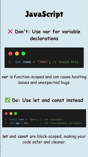 🚫 stop using var: switch to let & const || JavaScript