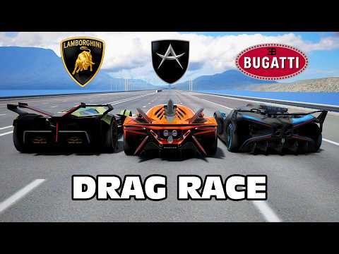 1700HP Apollo Project Evo vs Bugatti Bolide vs Lamborghini VGT DRAG RACE
