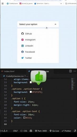 🔽 Custom Dropdown Select Menu using HTML, CSS & JS #webdevelopment #coding #htmlcssjs #shorts