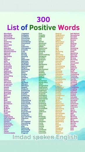 ‏300 list of positive words