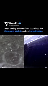 Apollo 11’s Lunar Module and Command Module meet in lunar orbit, shown from two perspectives during the docking sequence. This precision maneuver was essential for bringing the crew home. Follow @spaceeves #Apollo11 #MoonMission #SpaceHistory #NASA | SpaceEve