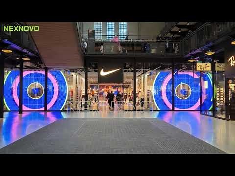 Clear LED display as glass video wall for retail store digital advertising display screens