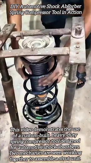 DIY Automotive Shock Absorber Spring Compressor Tool in Action #shorts #mechanic #tricks