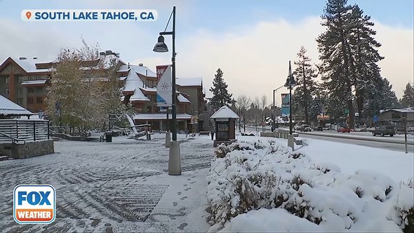 From sunny and clear skies yesterday to snow today -- South Lake Tahoe is looking like a winter wonderland ❄️ FOX Weather's Max Gorden is there where the first measurable snow of the season is a welcome sight. #CAwx | FOX Weather