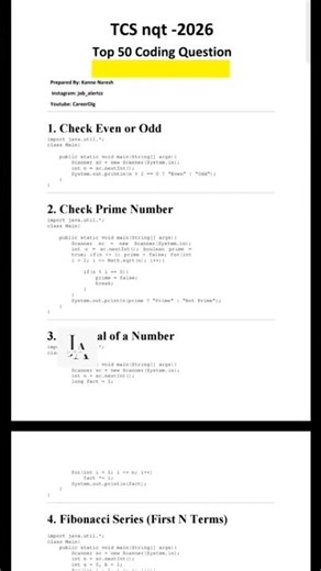 TCS NQT 2026 Top 50 java Coding problems 🔥🚀 | Java important Coding problems 📈🤯