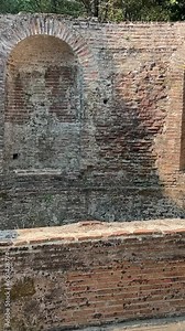 Butrint, Sarande District Albania Cinematic Roman Baptistery, Ancient Historical Site UNESCO World Heritage Centre in 4K Albania, Butrint. Remains of an ancient Town Buthrotum.