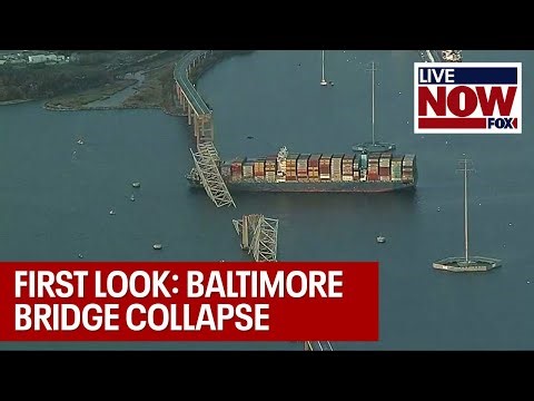Baltimore Bridge Collapse: Aerial video shows bridge submerged in water | LiveNOW from FOX