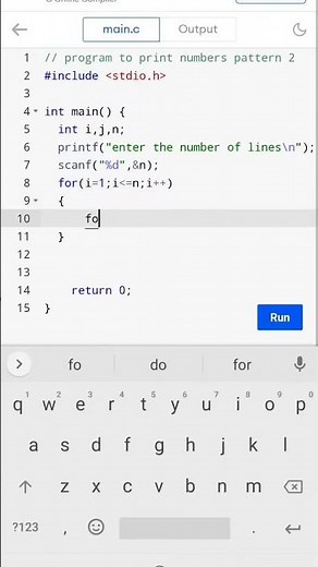 C Programming Number Pattern 2 | Advanced Pattern Printing in C | Beginner Friendly #ytshorts #yt